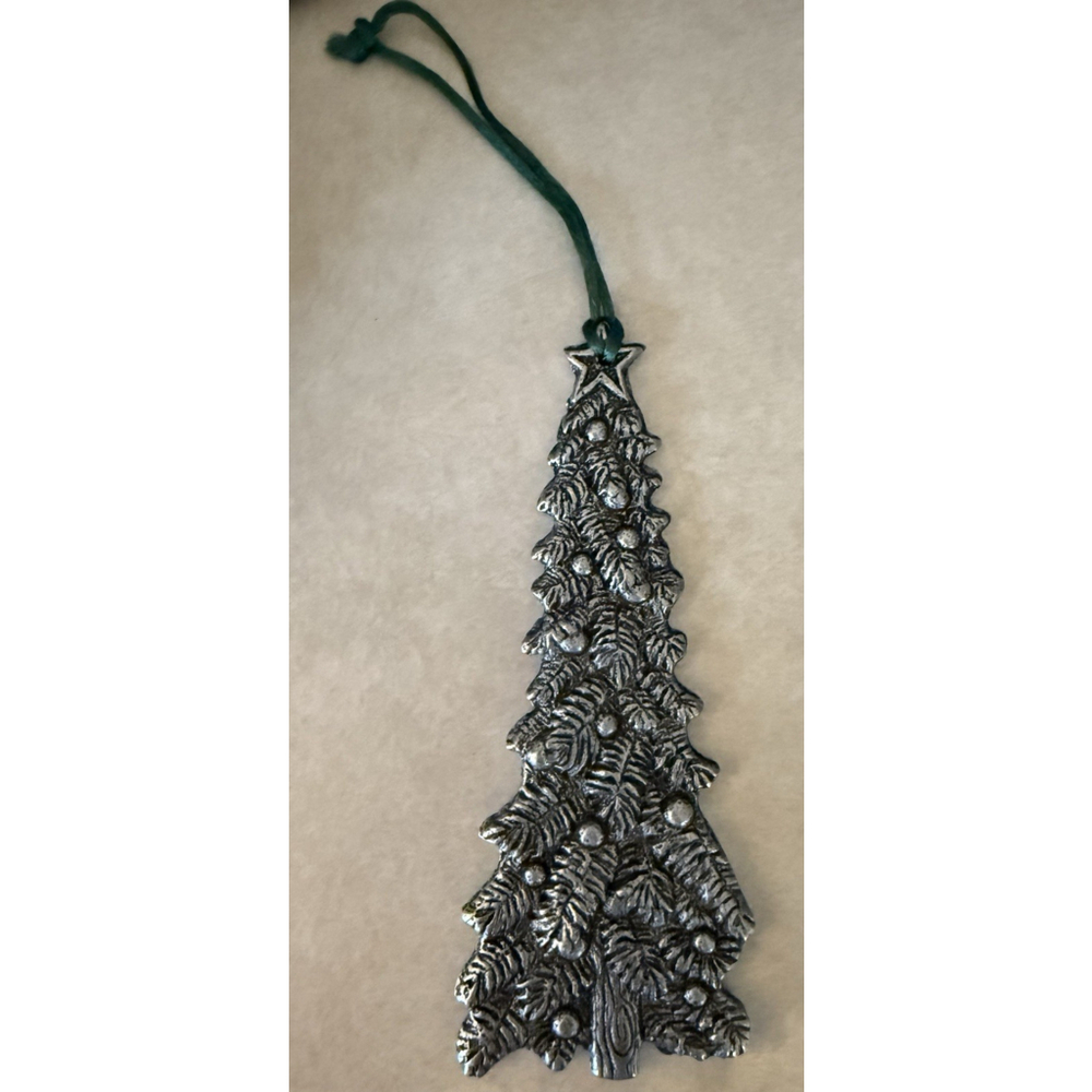 RARE 1994 Vintage Carson Pewter Like Metal Christmas Tree Ornament Double Sided